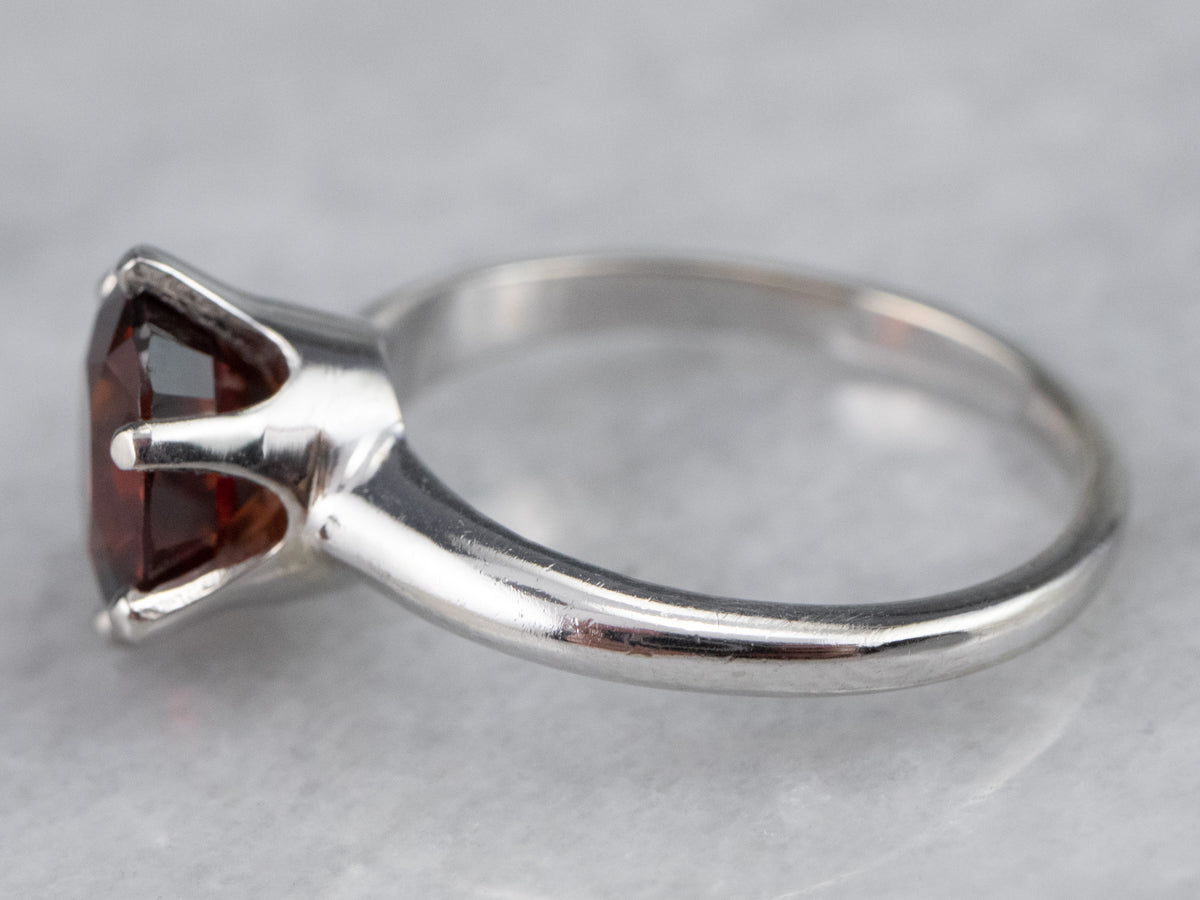 1 karat Hessonite Garnet Ring (White deals Gold Plated)