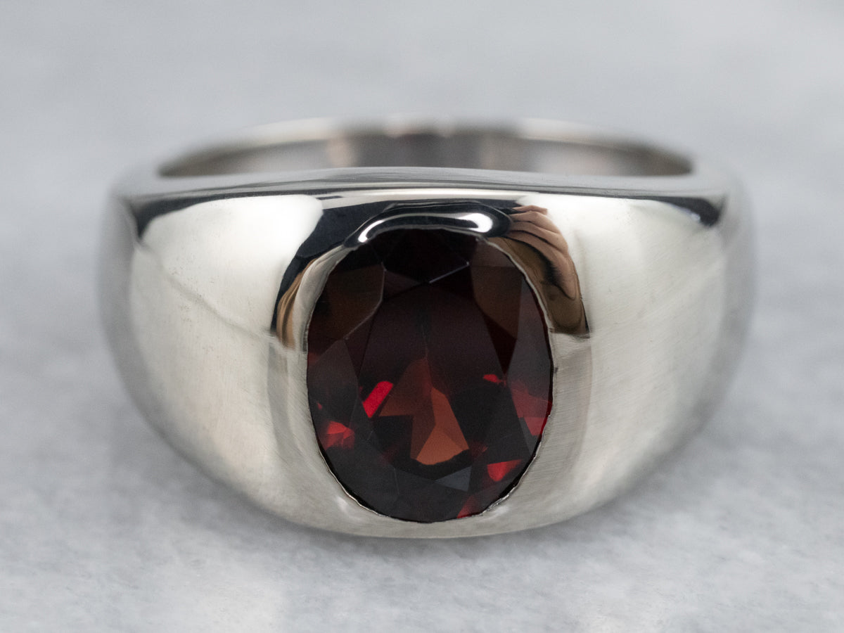 Unisex Garnet Statement Ring