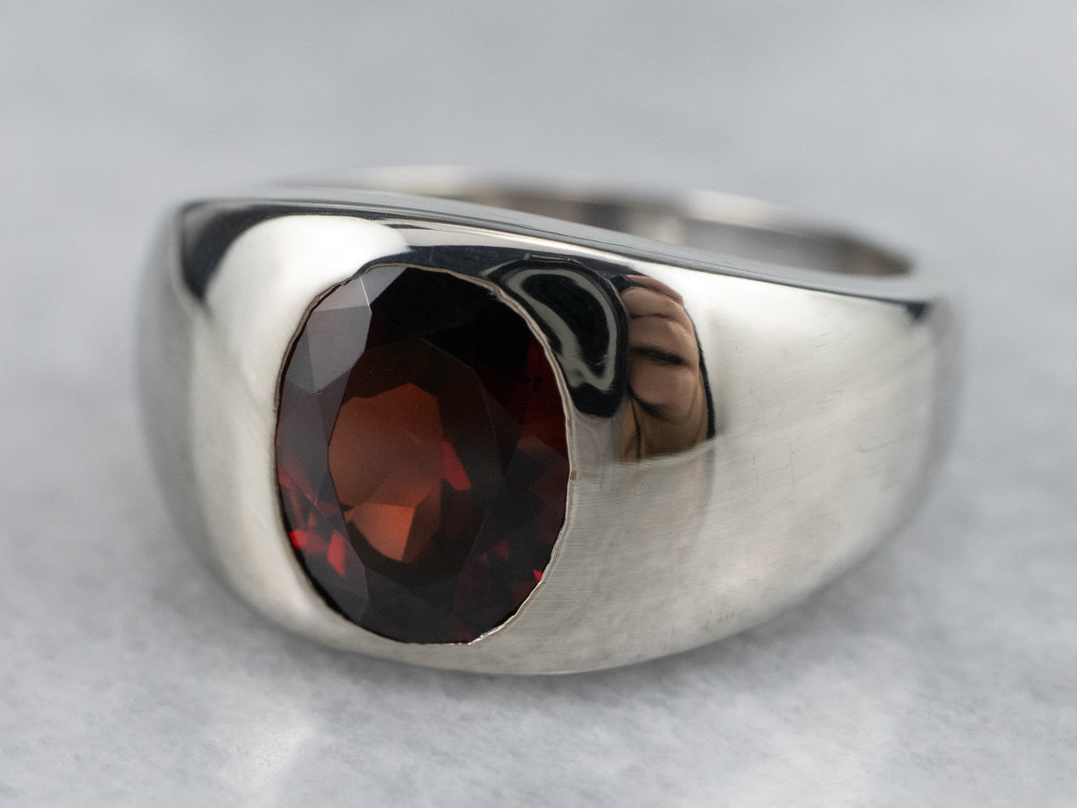 Unisex Garnet Statement Ring