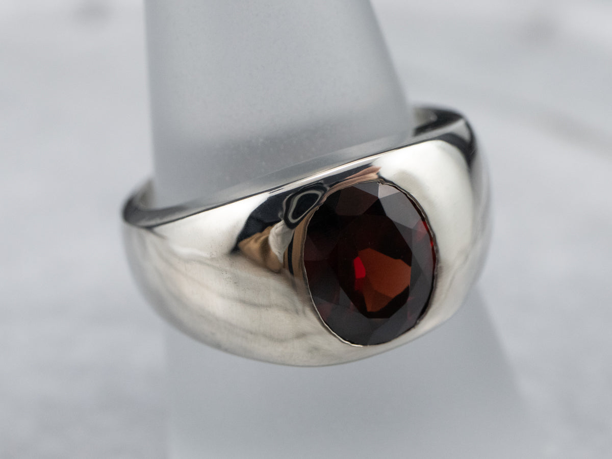 Unisex Garnet Statement Ring