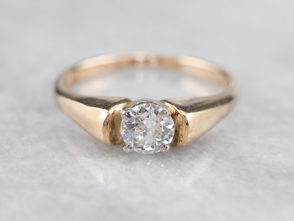 Diamond and Gold Solitaire Engagement Ring