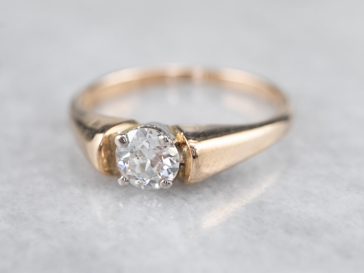 Diamond and Gold Solitaire Engagement Ring