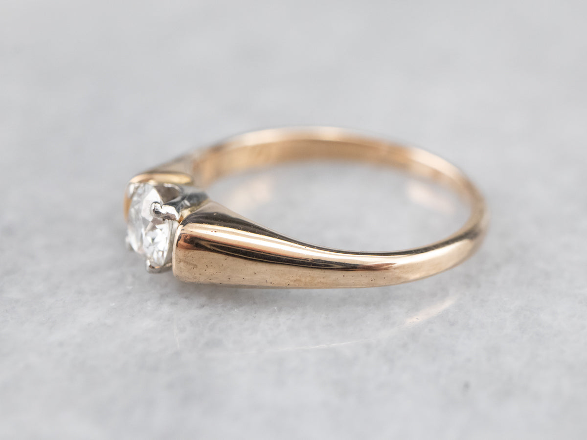 Diamond and Gold Solitaire Engagement Ring