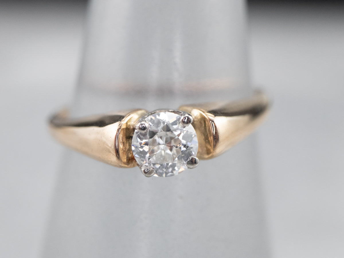 Diamond and Gold Solitaire Engagement Ring