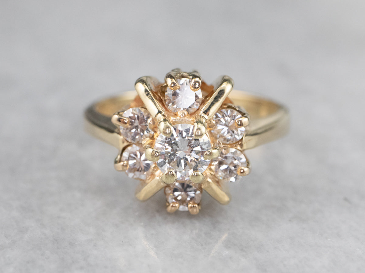 Vintage Gold Diamond Cluster Engagement Ring