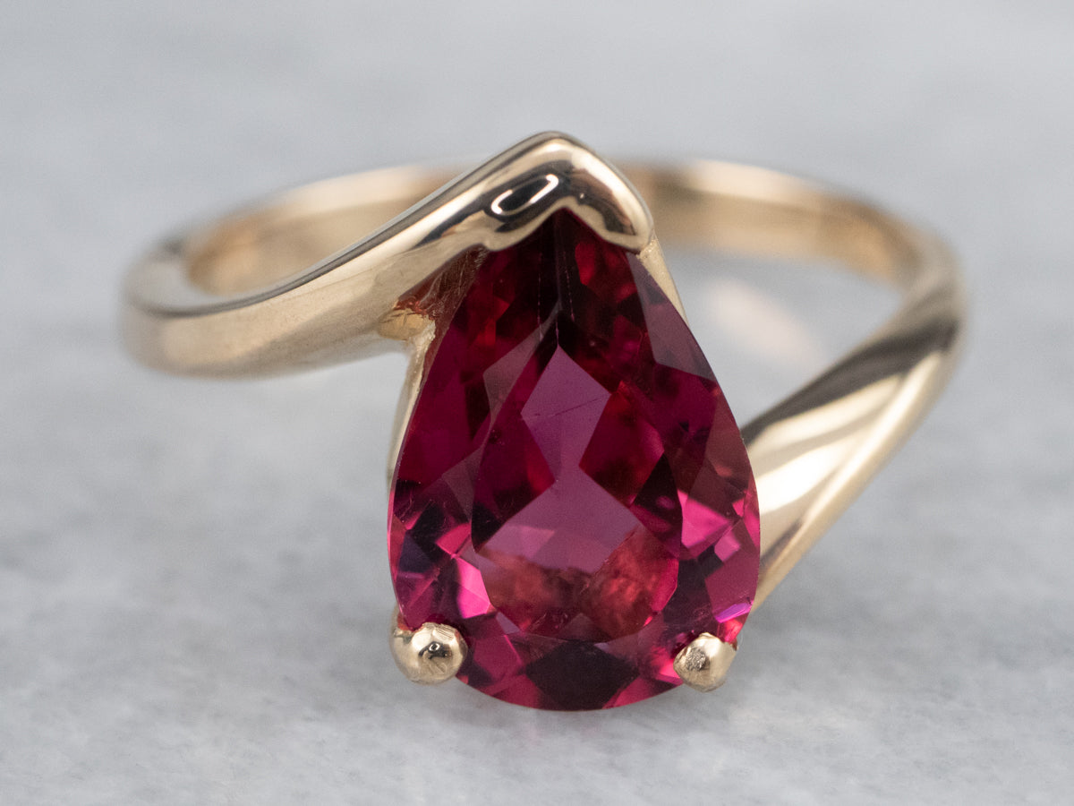 Teardrop Pink Tourmaline Bypass Ring