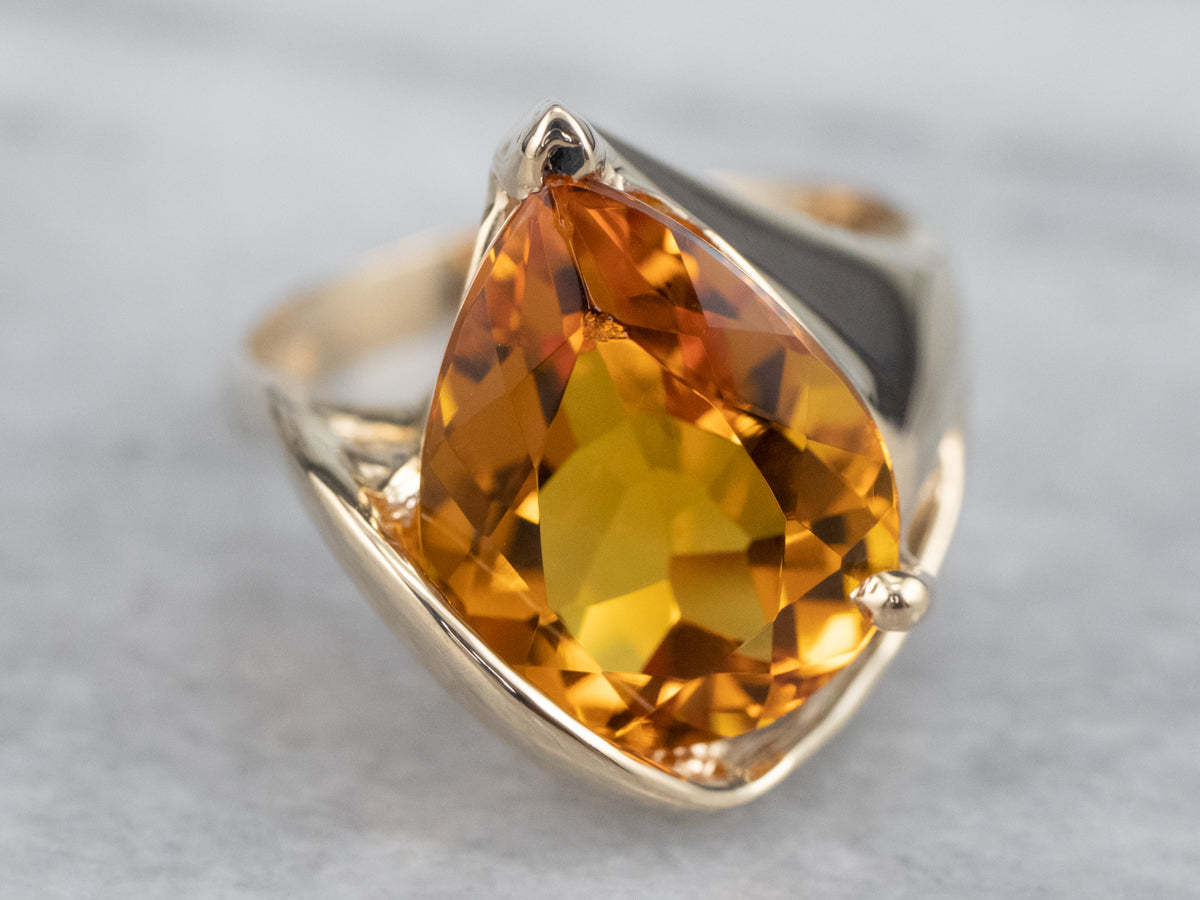 Modernist Citrine Cocktail Ring