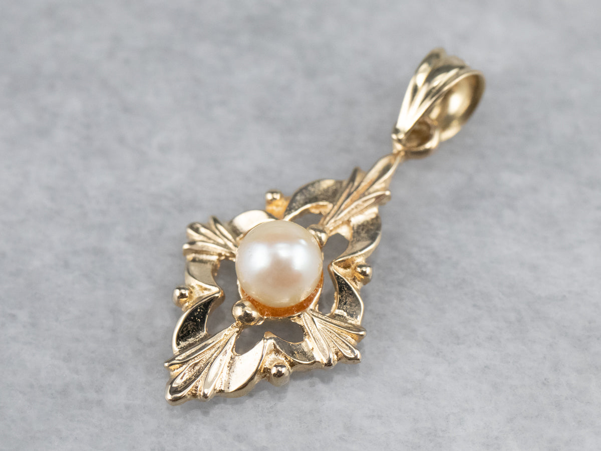 Vintage Botanical Pearl Pendant