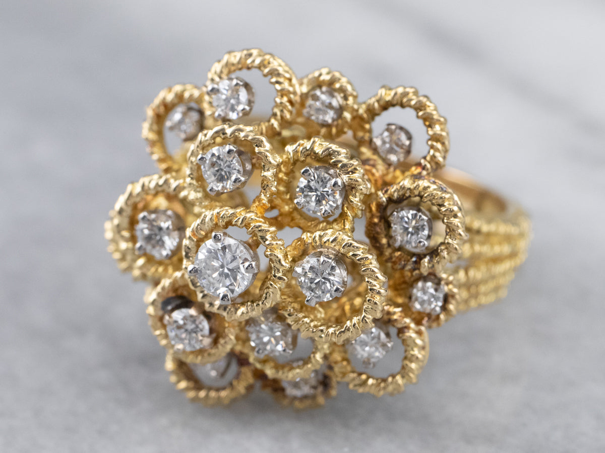 Bold Diamond Gold Cluster Ring