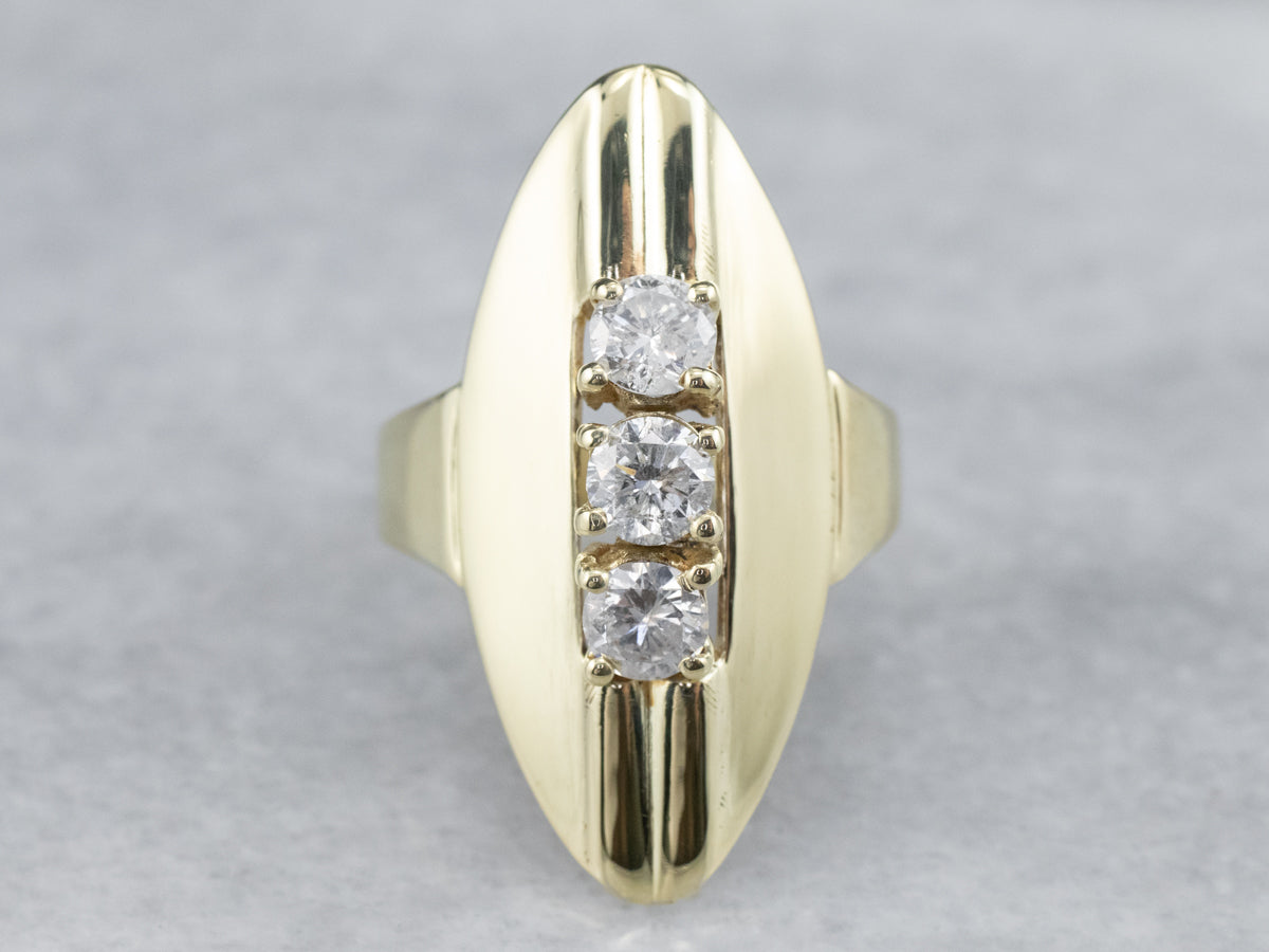 14K Yellow Gold Modernist Diamond Ring