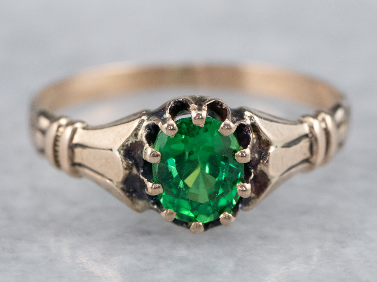 10K Yellow Gold Vintage Tsavorite Garnet Solitaire Ring