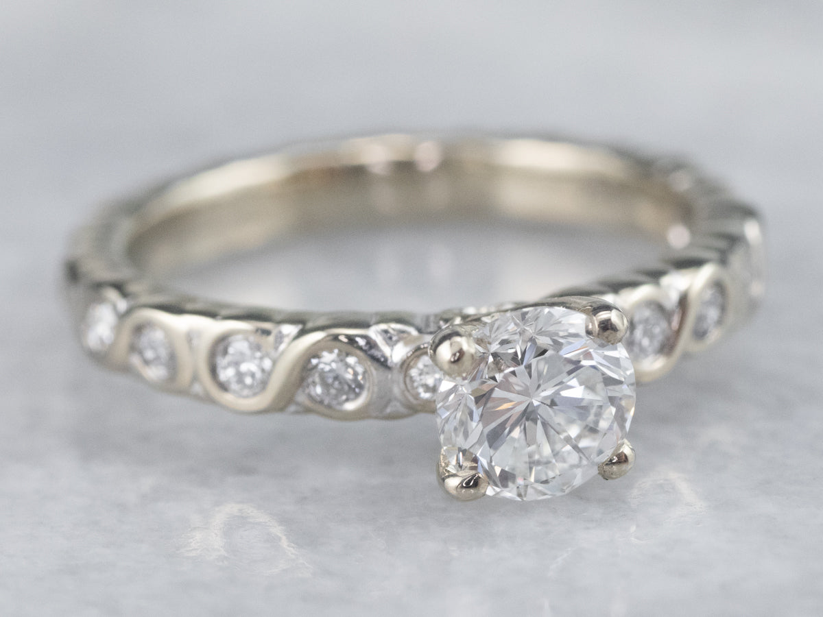 Scrolling Diamond Engagement Ring