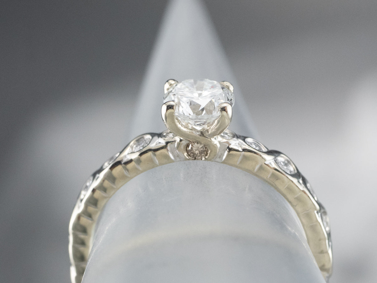 Scrolling Diamond Engagement Ring