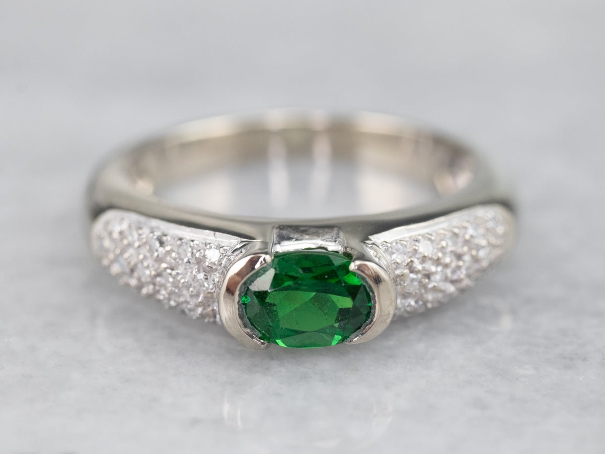 Tsavorite Garnet and Diamond Ring