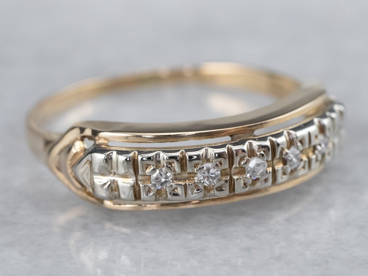 Two Tone Gold Vintage Diamond Band