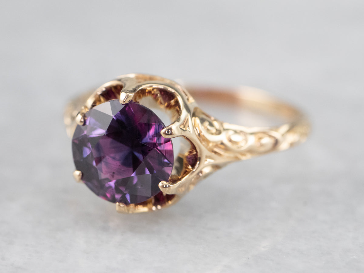 Victorian Purple Sapphire Solitaire Ring