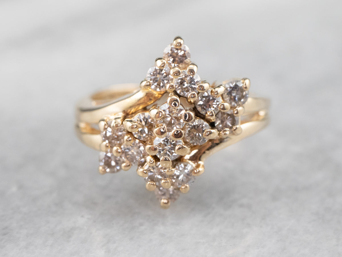 Vintage Gold Diamond Cluster Ring