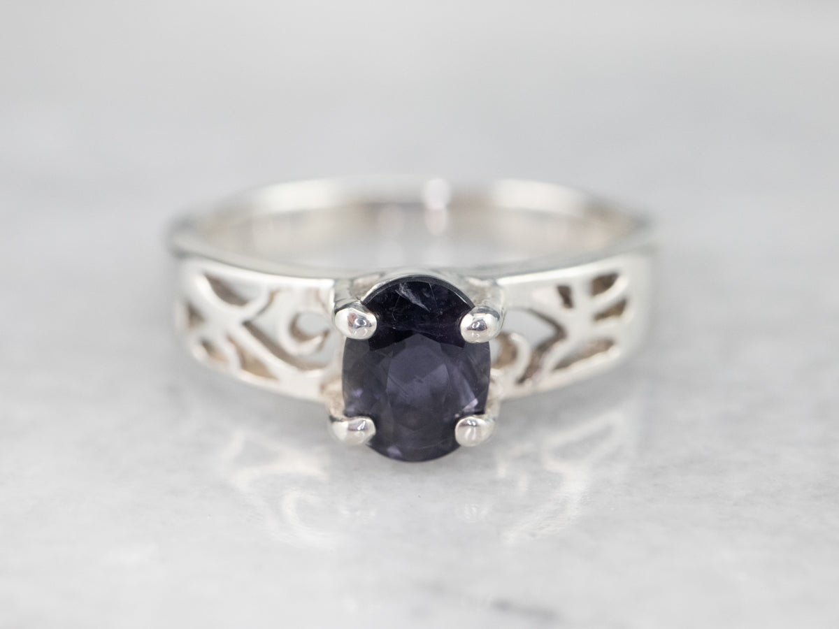 Sterling Silver Iolite Solitaire Ring