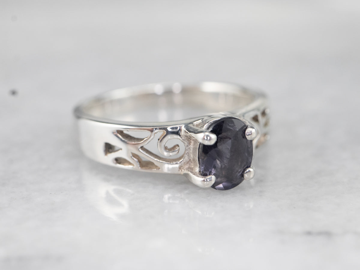 Sterling Silver Iolite Solitaire Ring