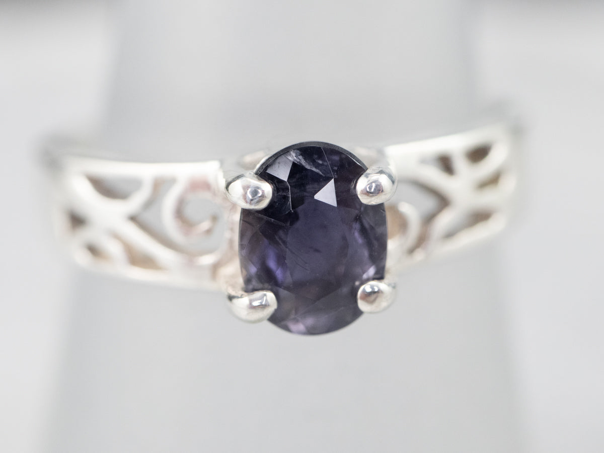 Sterling Silver Iolite Solitaire Ring