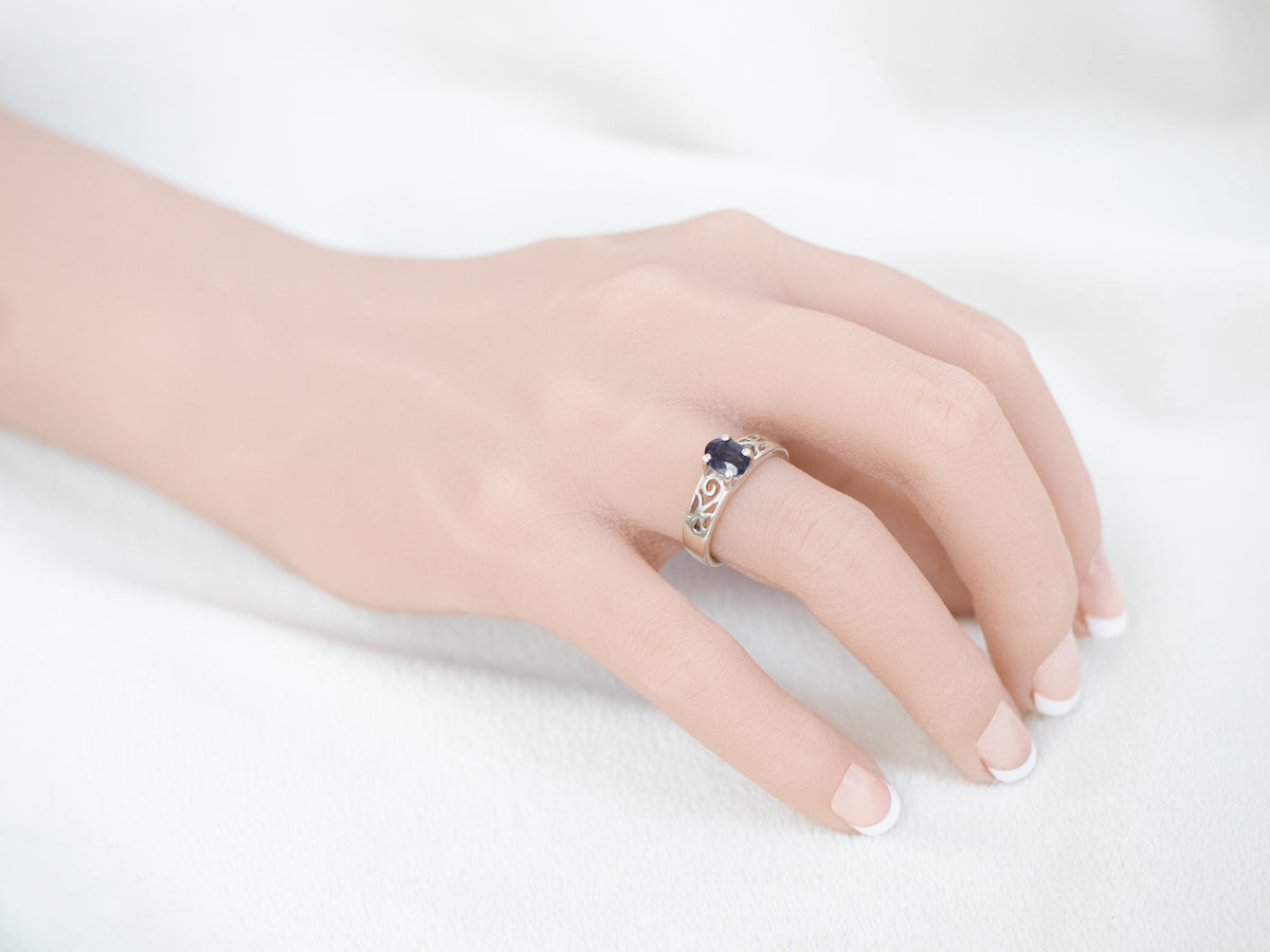 Sterling Silver Iolite Solitaire Ring