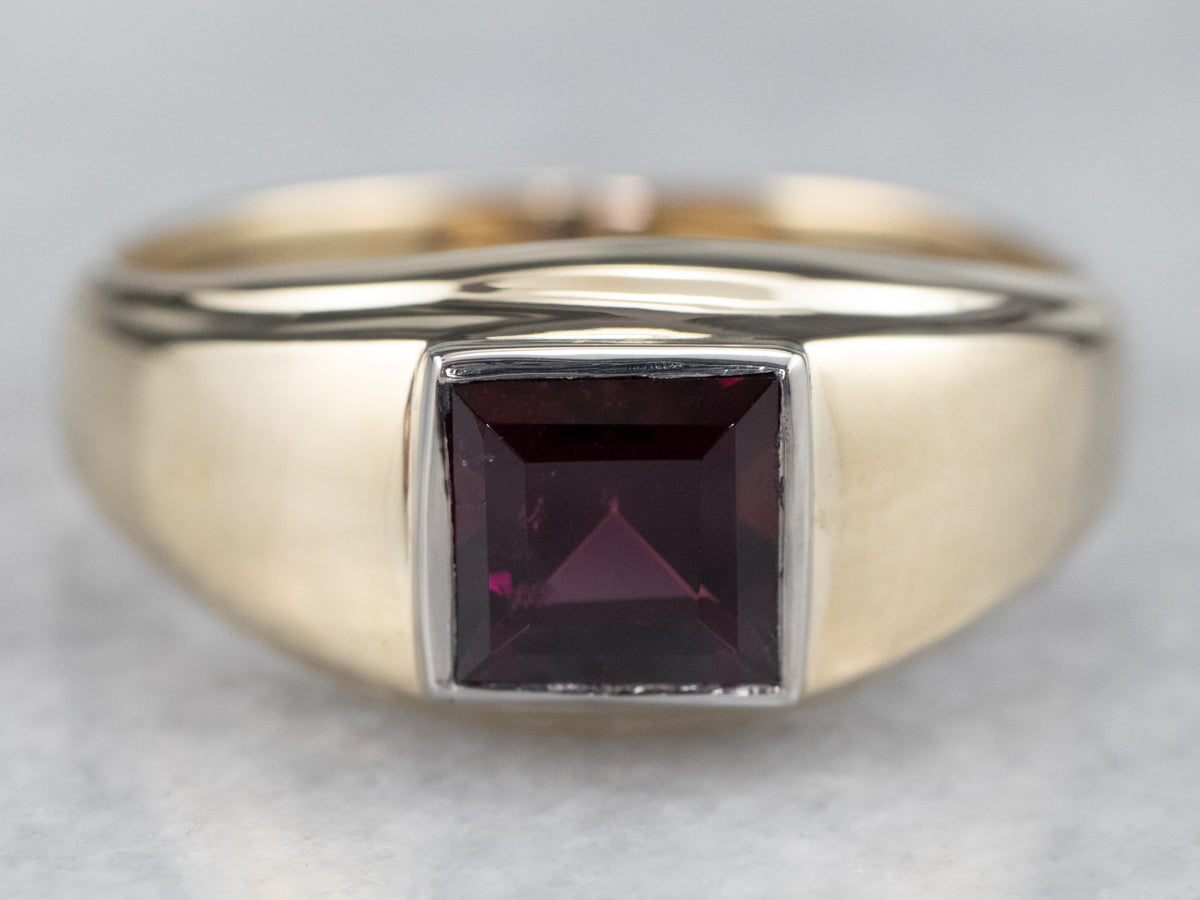 Unisex Garnet Solitaire Ring