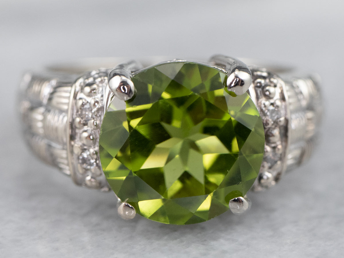 Peridot and Diamond Cocktail Ring