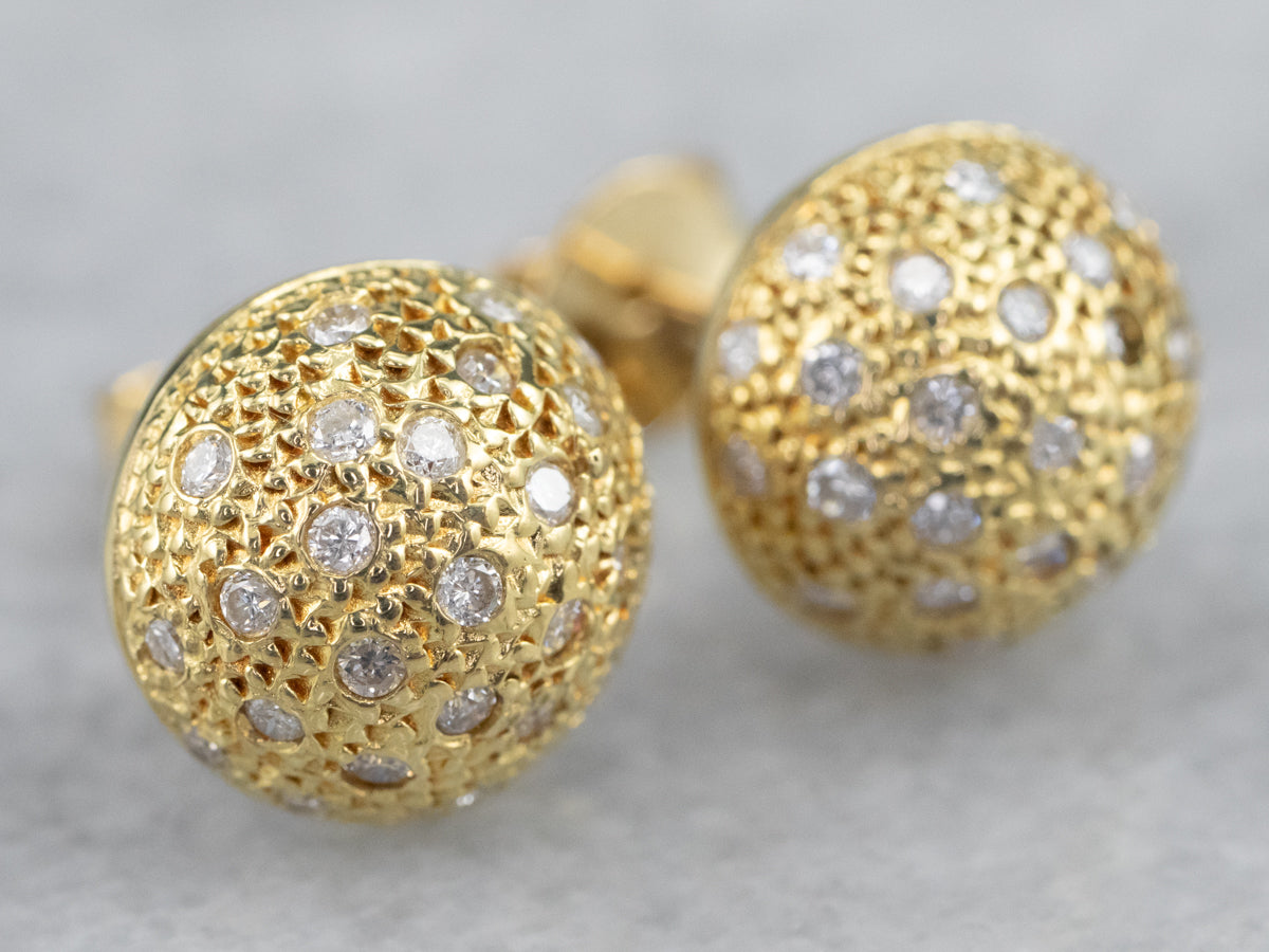 18K Gold Diamond Cluster Earrings