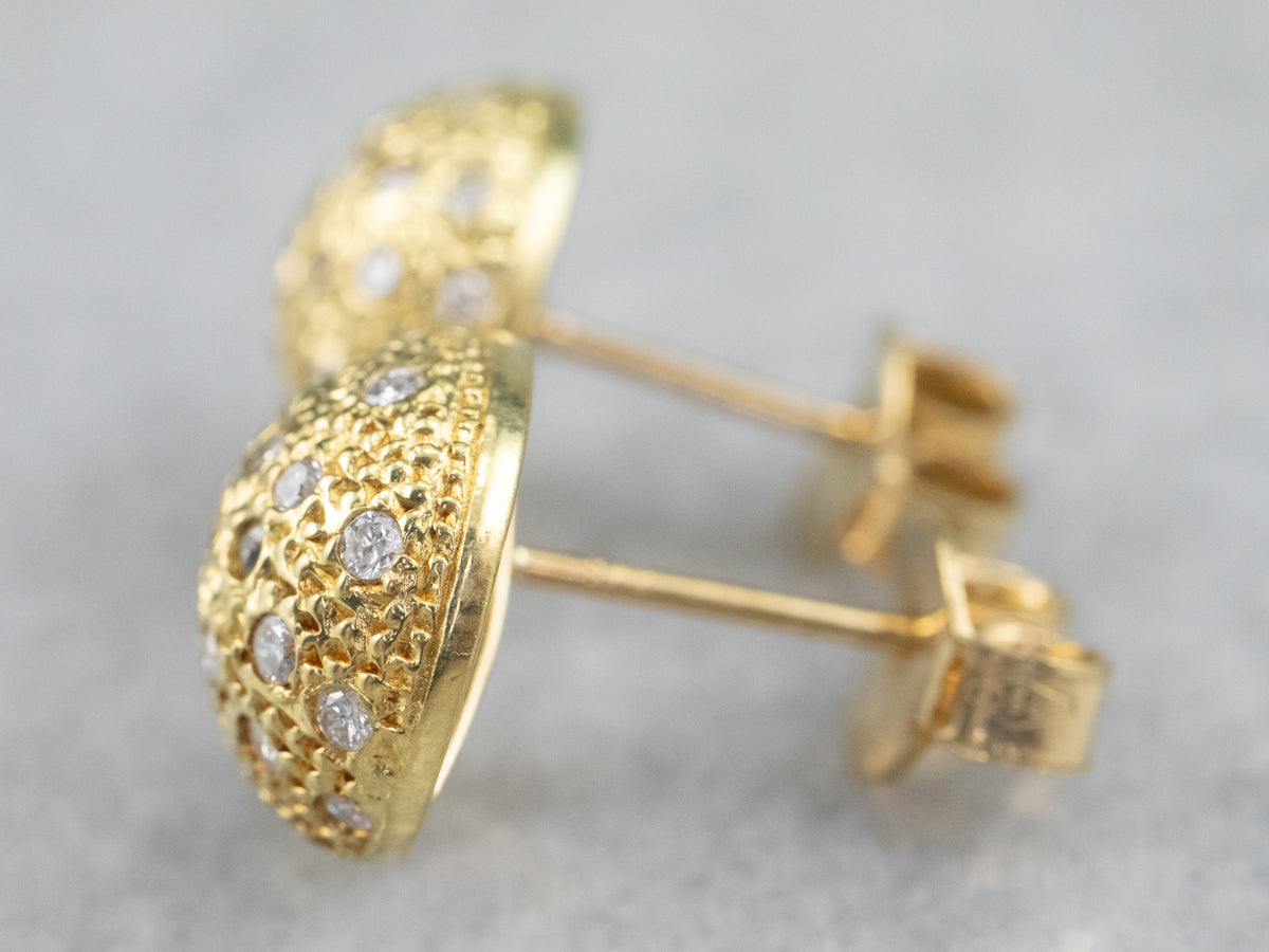 18K Gold Diamond Cluster Earrings