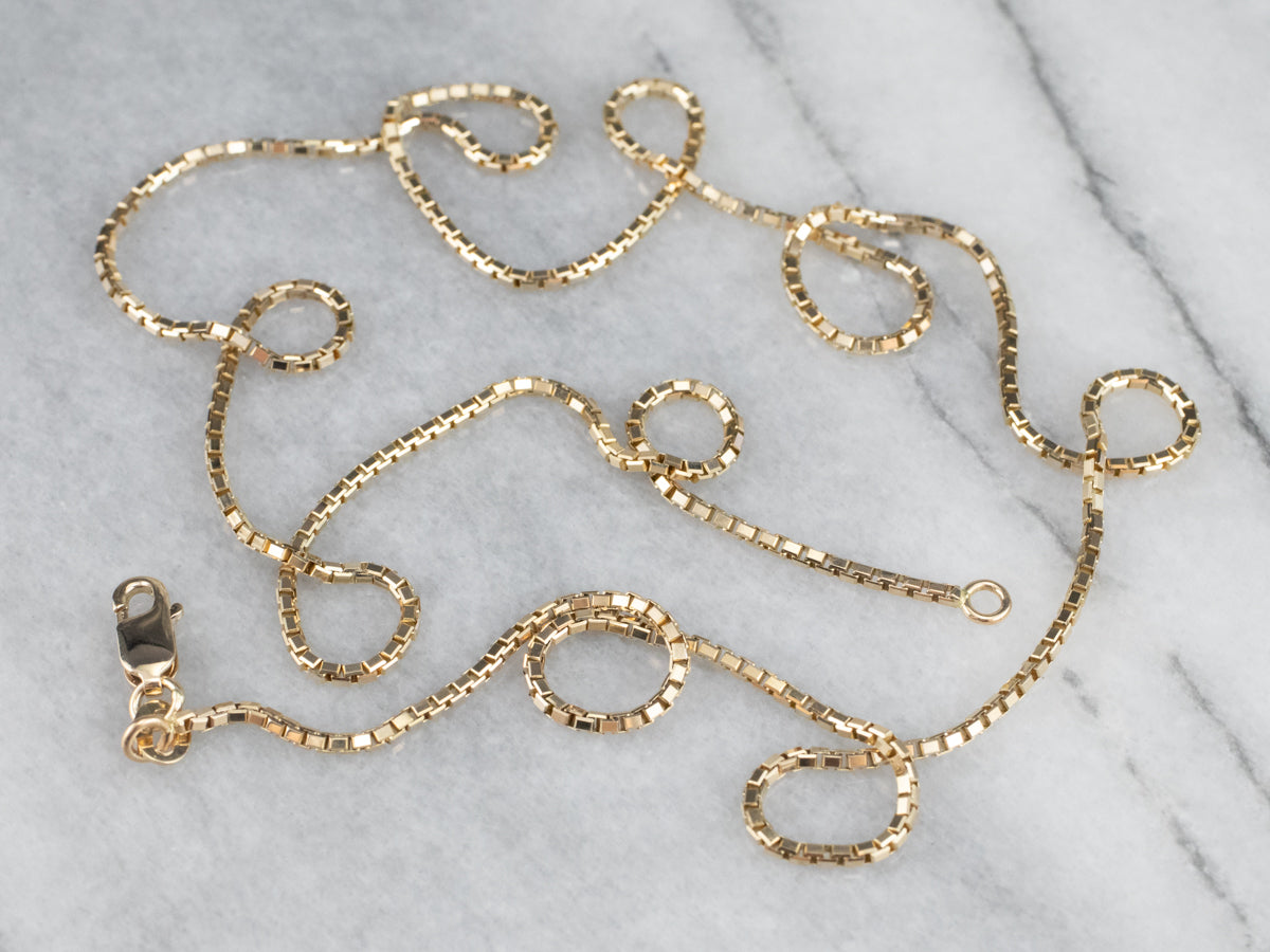 Sleek Gold Box Chain Necklace