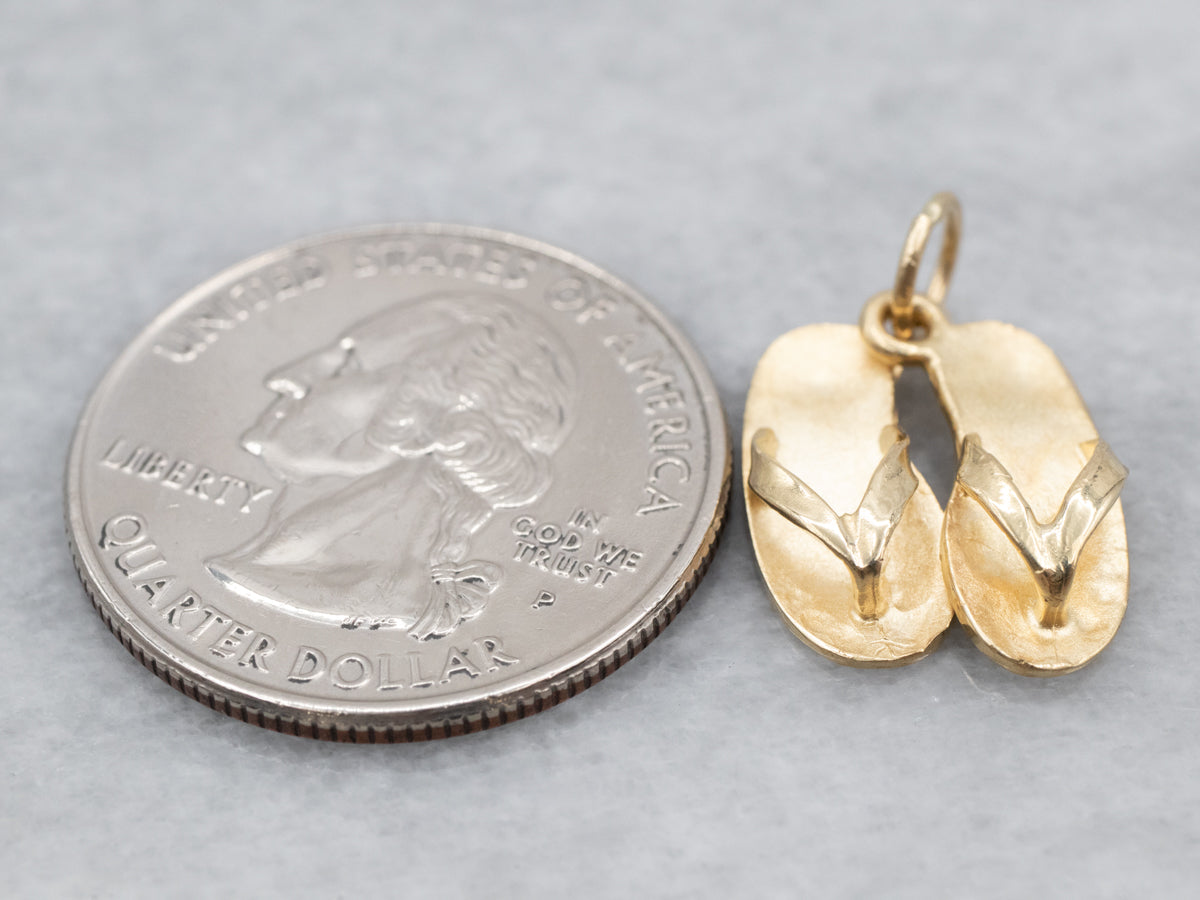 Polished Gold Flip Flop Charm Pendant