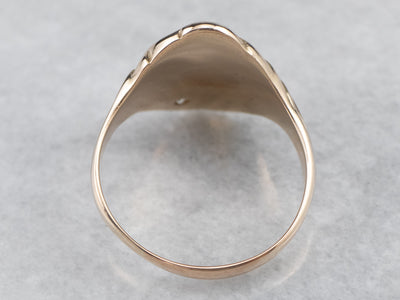 Unisex Victorian Gold and Diamond "JJT" Monogramed Signet Ring