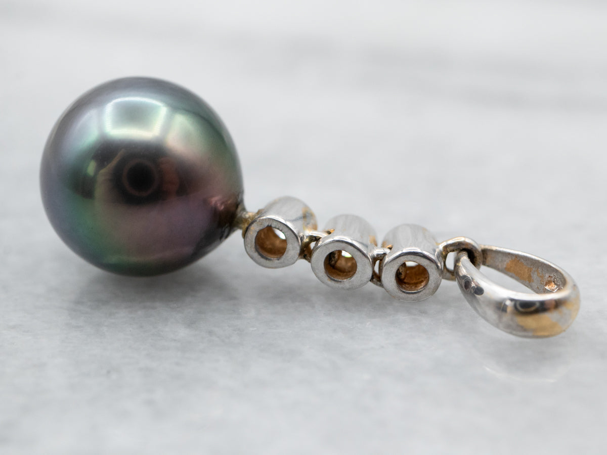 Grey Pearl Diamond Drop Pendant