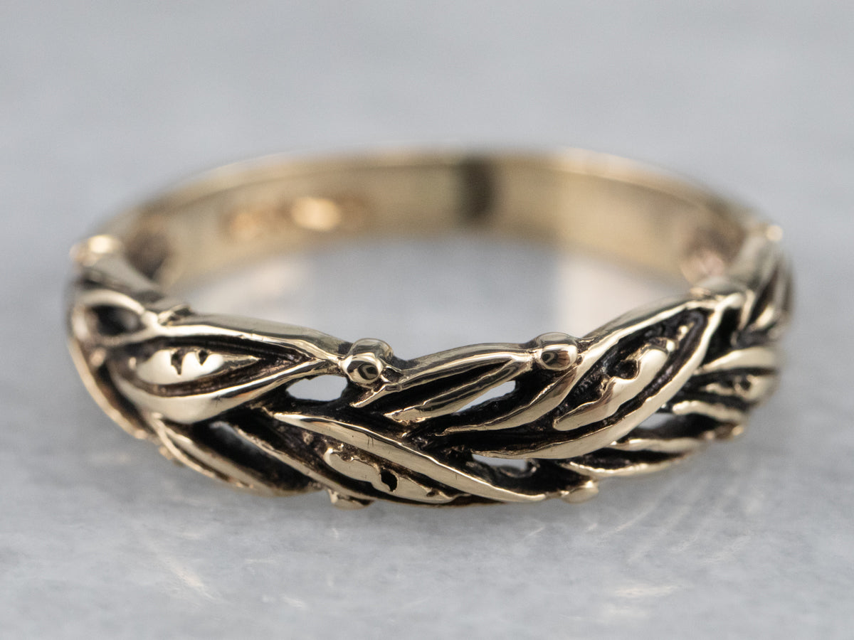 Vintage Gold Botanical Filigree Band