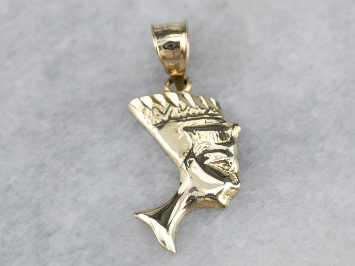 Yellow Gold Nefertiti Bust Charm Pendant