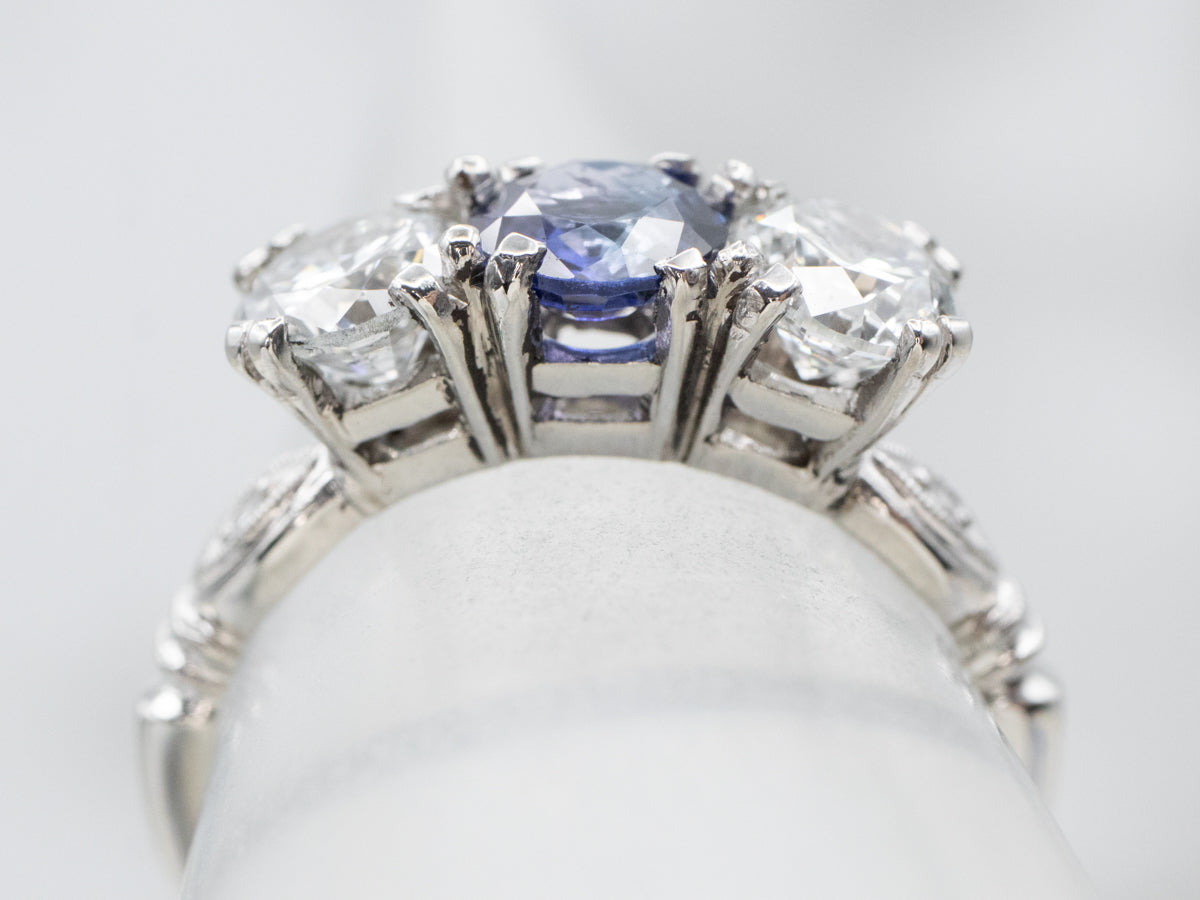 Platinum Retro Era Sapphire and Diamond Ring