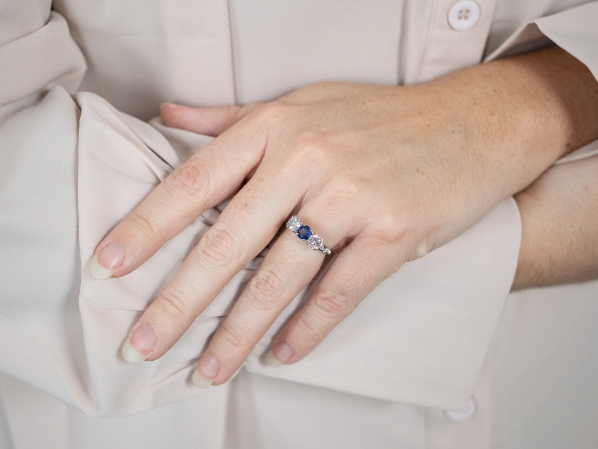 Platinum Retro Era Sapphire and Diamond Ring