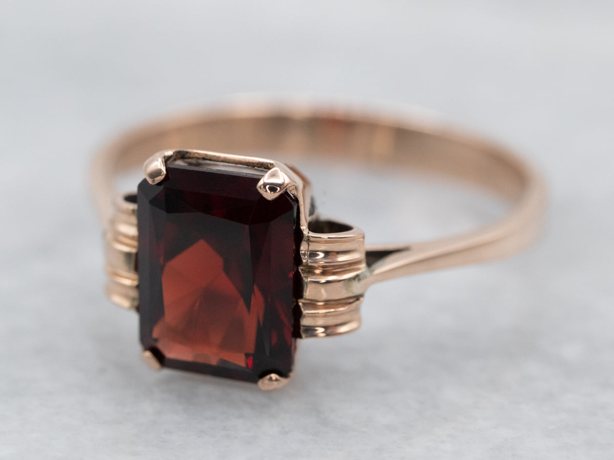 Retro Era Pyrope Garnet Solitaire Ring