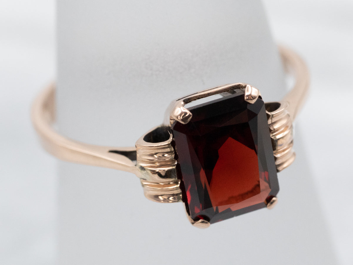 Retro Era Pyrope Garnet Solitaire Ring