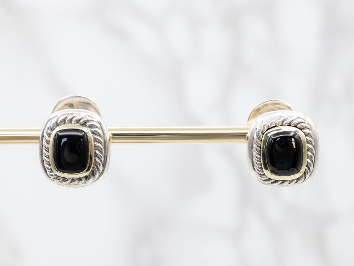 David Yurman Sterling Silver Onyx Stud Earrings For Sale at 1stDibs