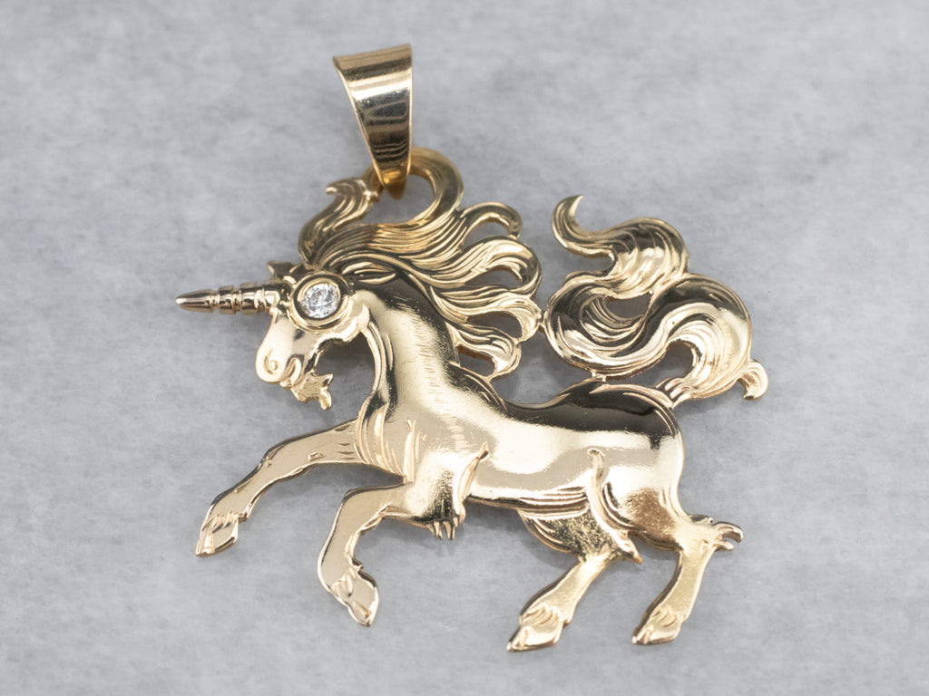 10k Solid Gold Standing Unicorn Pendant, Mythical Fantasy Jewelry Gifts for Her deals