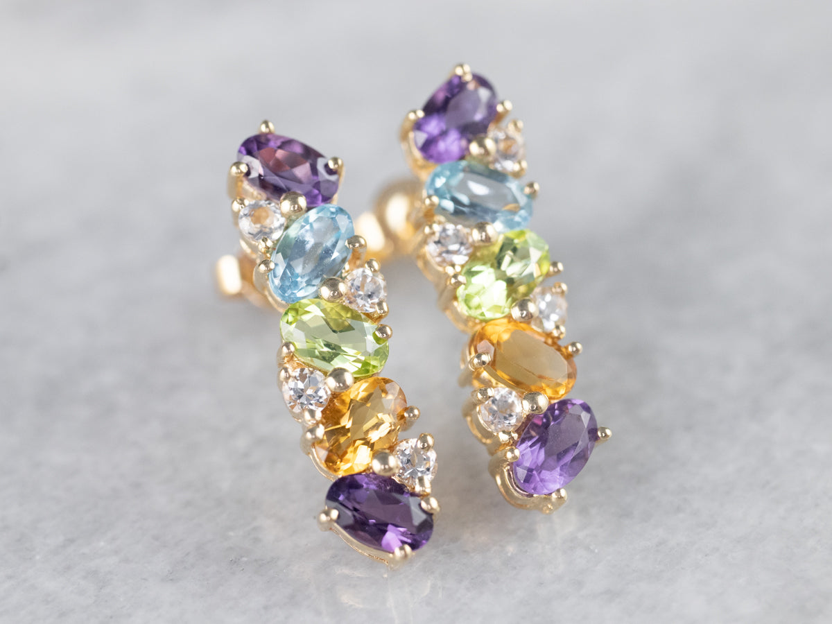 Rainbow Gemstone Drop Earrings