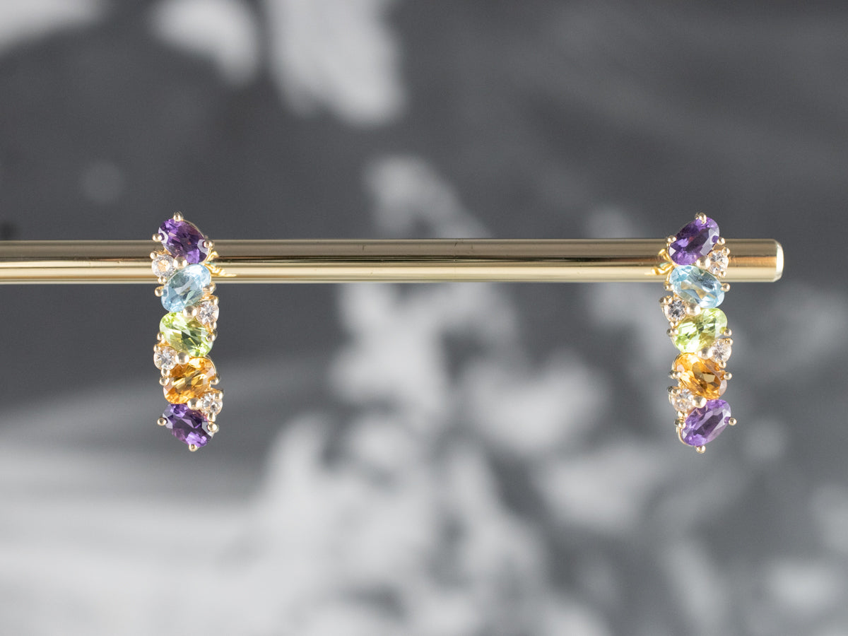 Rainbow Gemstone Drop Earrings