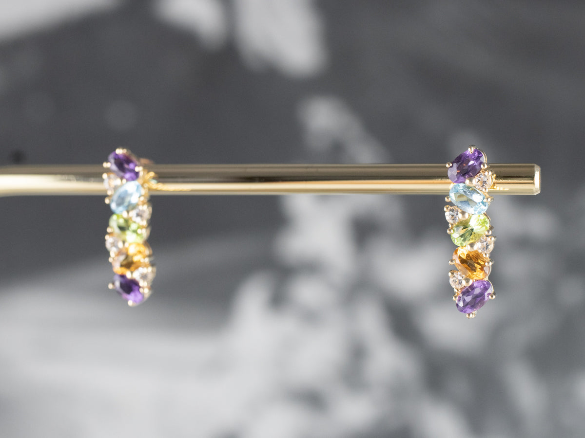 Rainbow Gemstone Drop Earrings