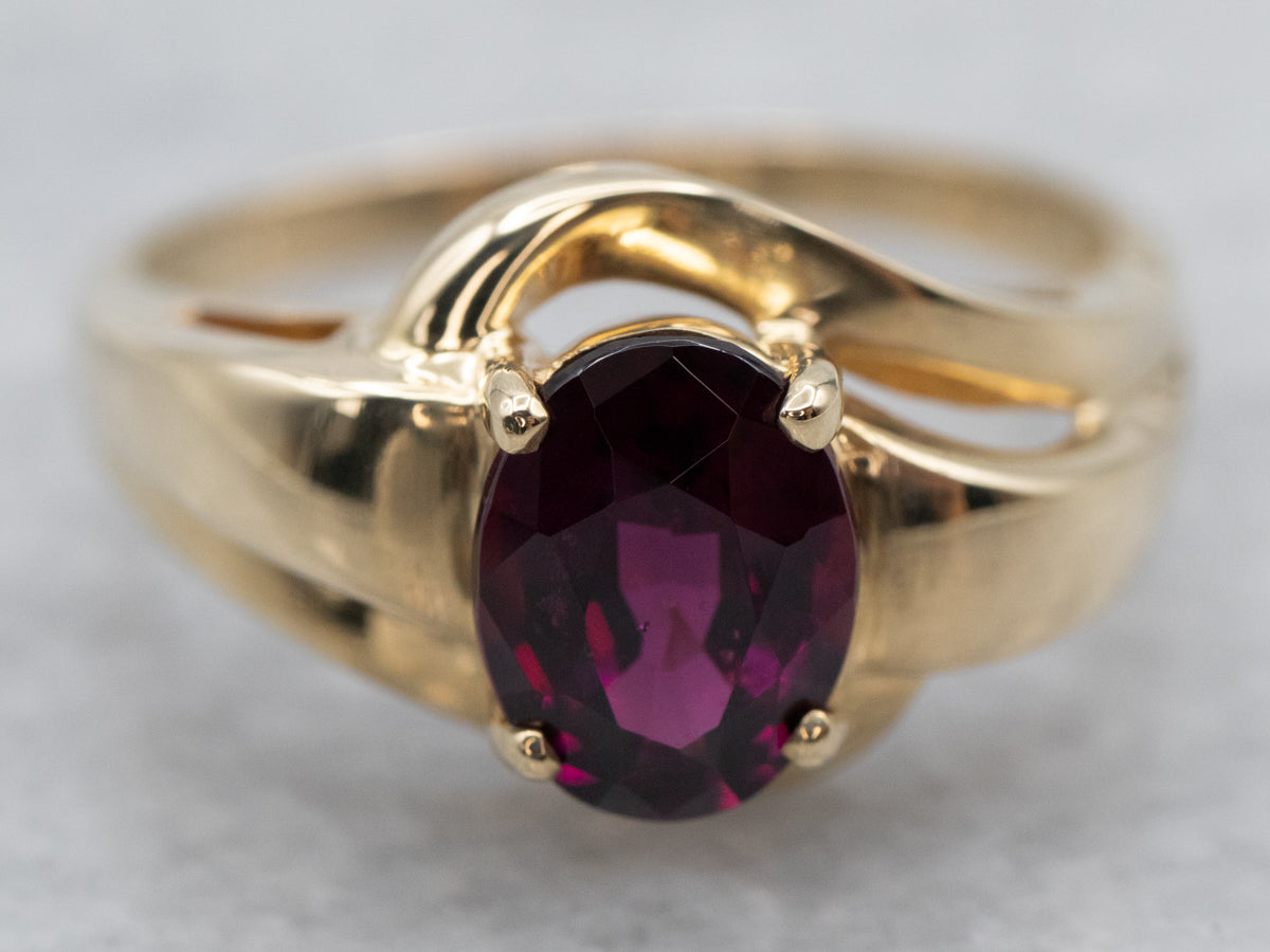 Vintage Rhodolite Garnet Ring in Yellow Gold