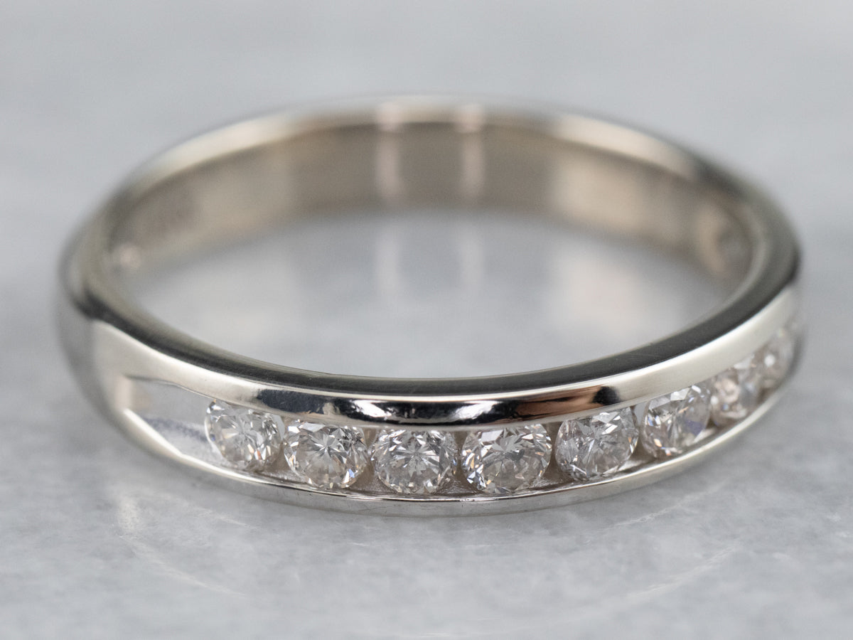 14K White Gold Channel Set Diamond Band