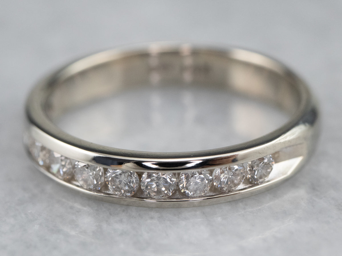 14K White Gold Channel Set Diamond Band