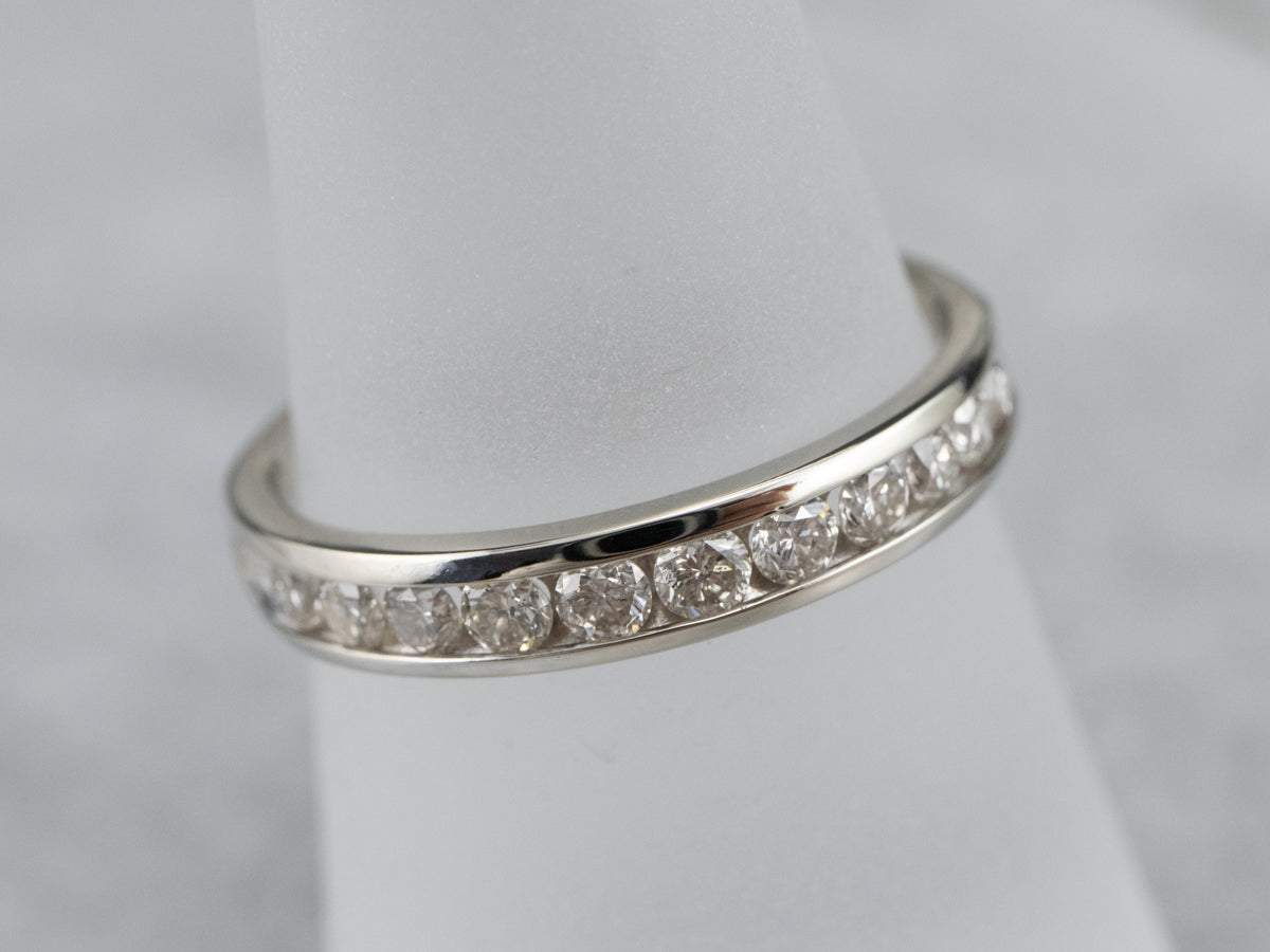 14K White Gold Channel Set Diamond Band