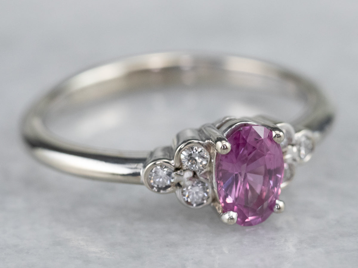 Modern Pink Sapphire and Diamond Ring