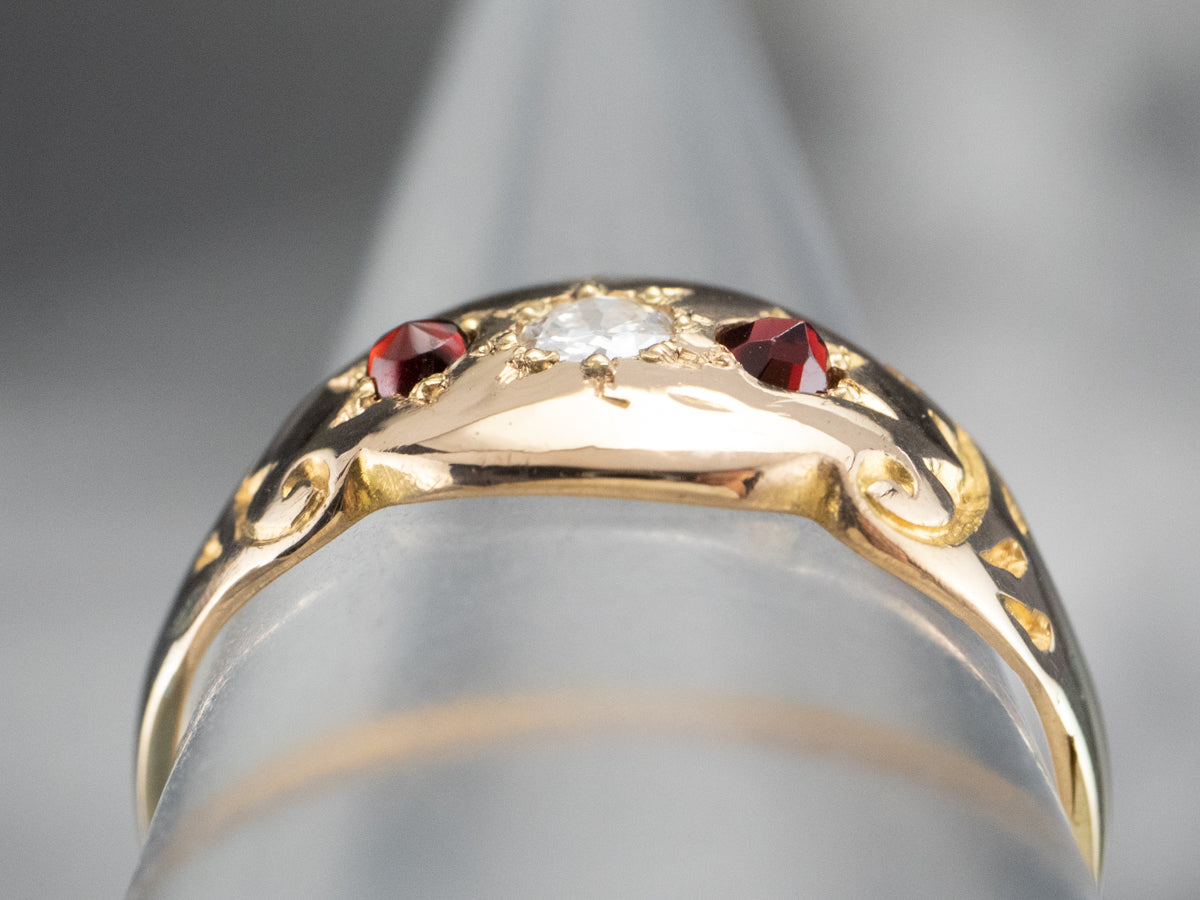 Victorian Diamond and Garnet Starburst Band